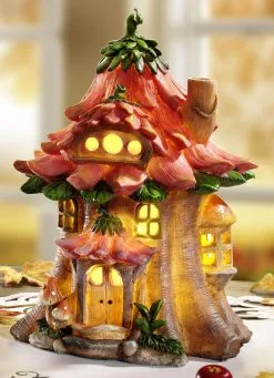 Beleuchtetes Zwergenhaus Aus Polyresin