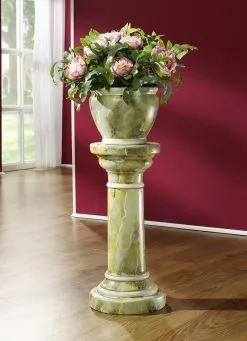 Handbemalte Säule In Marmor-Optik Mit Übertopf