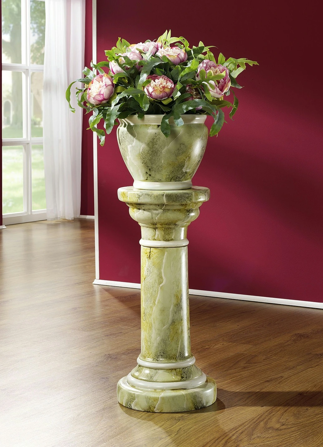Handbemalte Säule In Marmor-Optik Mit Übertopf 3 Handbemalte Säule In Marmor-Optik Mit Übertopf