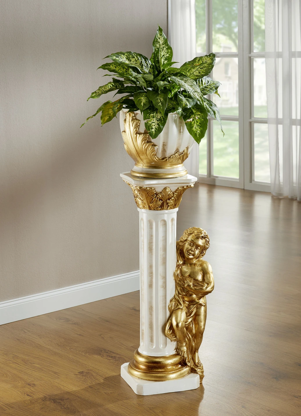 Handbemalte Säule Mit Übertopf 3 Handbemalte Säule Mit Übertopf