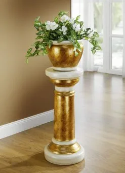 Handbemalte Säule Mit Übertopf Mit Echter Blattgold-Auflage