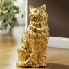Katze Mit Blattgold Und Strass-Steinen 1 Katze Mit Blattgold Und Strass-Steinen -Kunst Textilpflanzen Verkäufe katze mit blattgold und strass steinen farbe gold