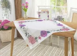 Tisch- Und Raumdekoration Mit Hortensien-Motiv -Kunst Textilpflanzen Verkäufe tisch und raumdekoration mit hortensien motiv farbe sekt bunt groesse 190