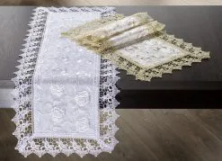 Tisch- Und Raumdekoration Mit Macramé-Spitzenbordüre -Kunst Textilpflanzen Verkäufe tisch und raumdekoration mit macrame spitzenborduere farbe weiss groesse 101 4