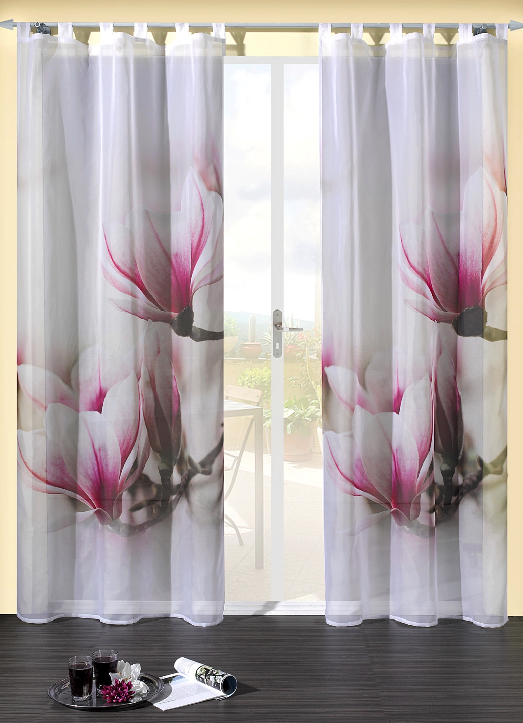 Übergardine Mit Magnolien 3 Übergardine Mit Magnolien