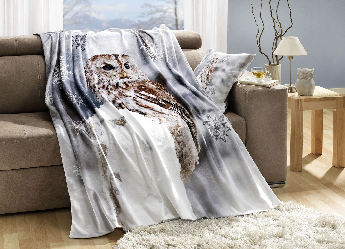 Wohndecke Mit Eulen-Motiv 4 Wohndecke Mit Eulen-Motiv – Bild 2
